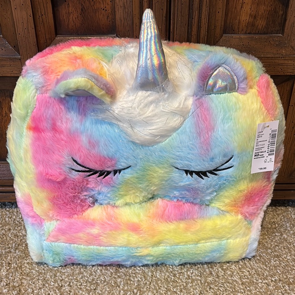 Rainbow Unicorn Plush Tablet Holder Pillow